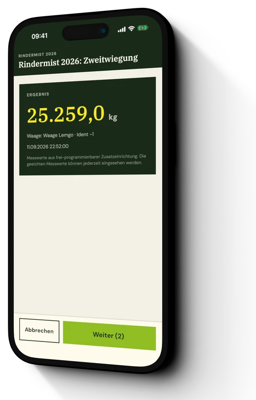 Biotaktix-App auf dem Smartphone: Ergebnis einer Verwiegung